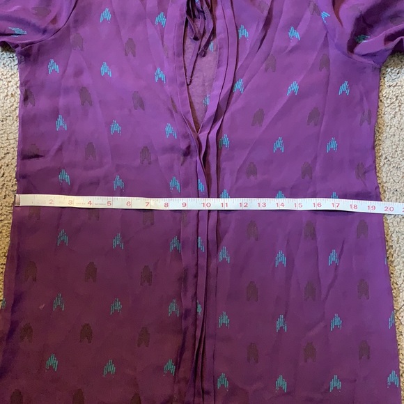 Retro 80s style sheer purple arrow blouse M / L - Picture 6 of 9